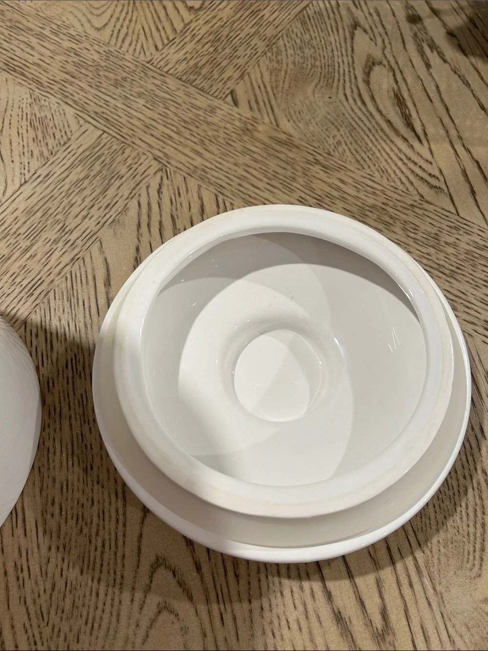West Elm White Ceramic Flour Canister with Black Lettering